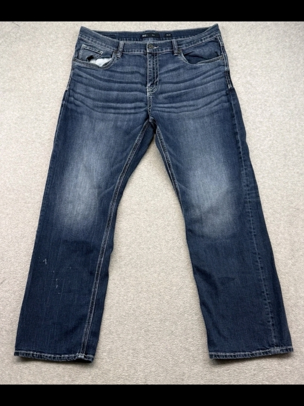 BKE (Seth) Men's Medium Dark Blue Straight Jeans